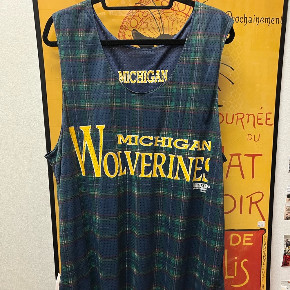 Vintage 90’s Michigan Wolverine’s plaid mesh basketball jersey